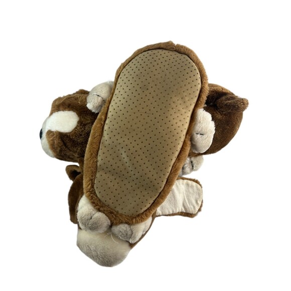 RARE 80s Sad Sam Slippers Novelty Mens Dog Brown Funny Fluffy Padded Size M 7-9 - Picture 10 of 10
